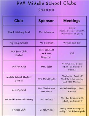 Middle School Clubs